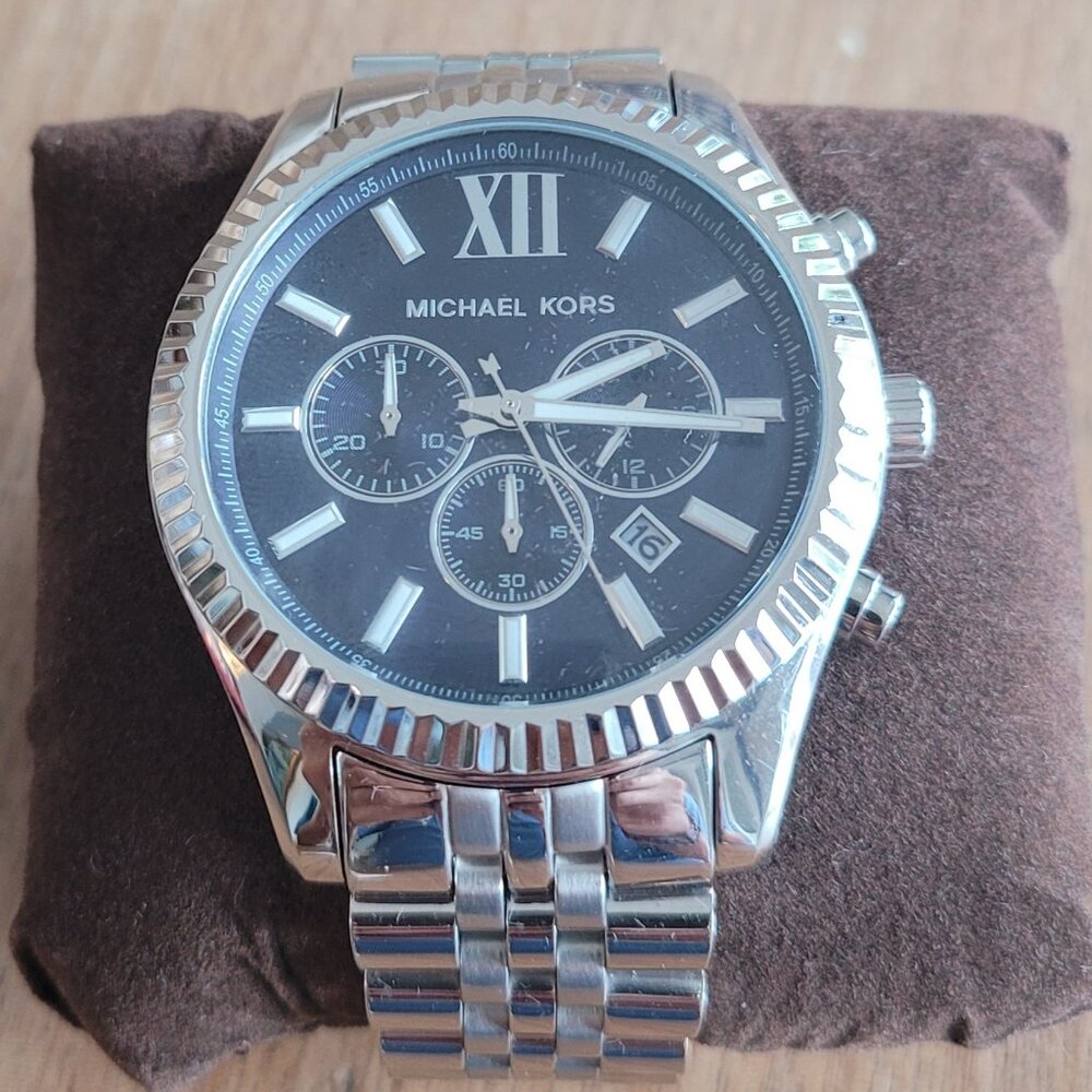 Michael Kors Oversized (44mm)  Lexington Silver-Tone Watch